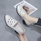 Women's Single Shoes Hollow Breathable Embroidered Four Seasons Ladies Shoes Thick Heel Soft Sole Work Shoes