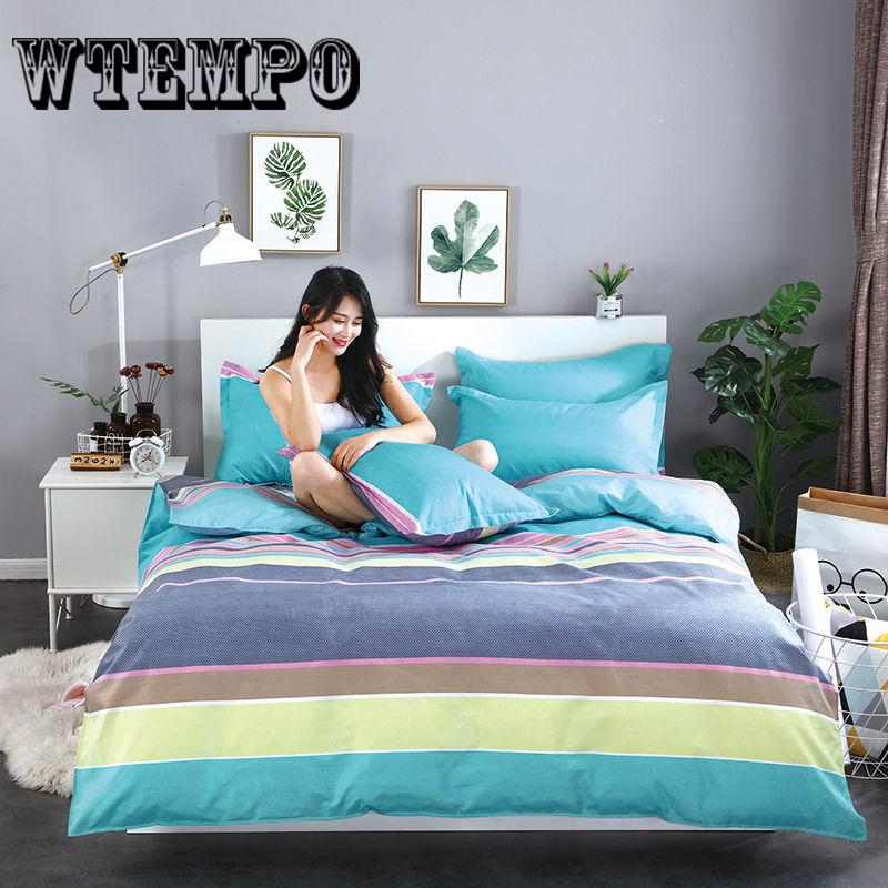 Wtempo Bedding Set 4Pcs Soft Duvet Cover Set with Pillowcase Twin Queen King Size Without Bed Sheet