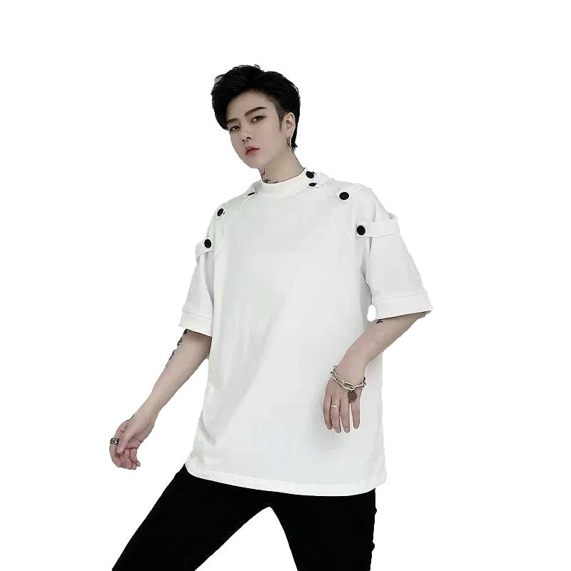 Net Celebrities Stand-up Collar Trendy Loose T-shirt Men Short-sleeved Personality Men's Clothing