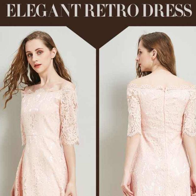 Fashion Summer Off-shoulder Sexy Slash Neck Red Lace Dress Knee-length Asymmetrical Party Dress