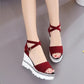 Summer Korean Wedge High-heeled Roman Shoes Women's Thick-soled Sandals Cross Platform Shoes Outdoor Comfortable Sandals
