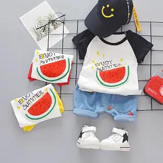 Baby Boys Girls Cartoon Clothes Outfit Suit Cute Children Summer Cotton 1 2 3 Years Kids Boys Clothes Sets T-Shrit+Shorts