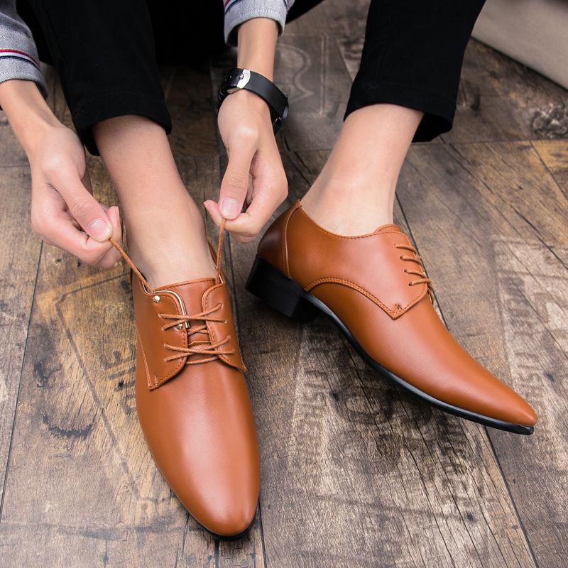 Fashion Pointed Toe Leather Shoes Men's Business Casual Shoes British Style Patent Leather Shoes