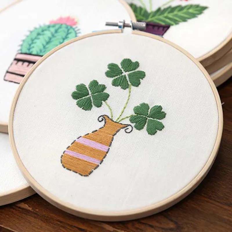 Plant Printing Embroidery DIY Su Embroidery Handmade Cross Stitch Fabric Material Package European Style Home Adult Beginner