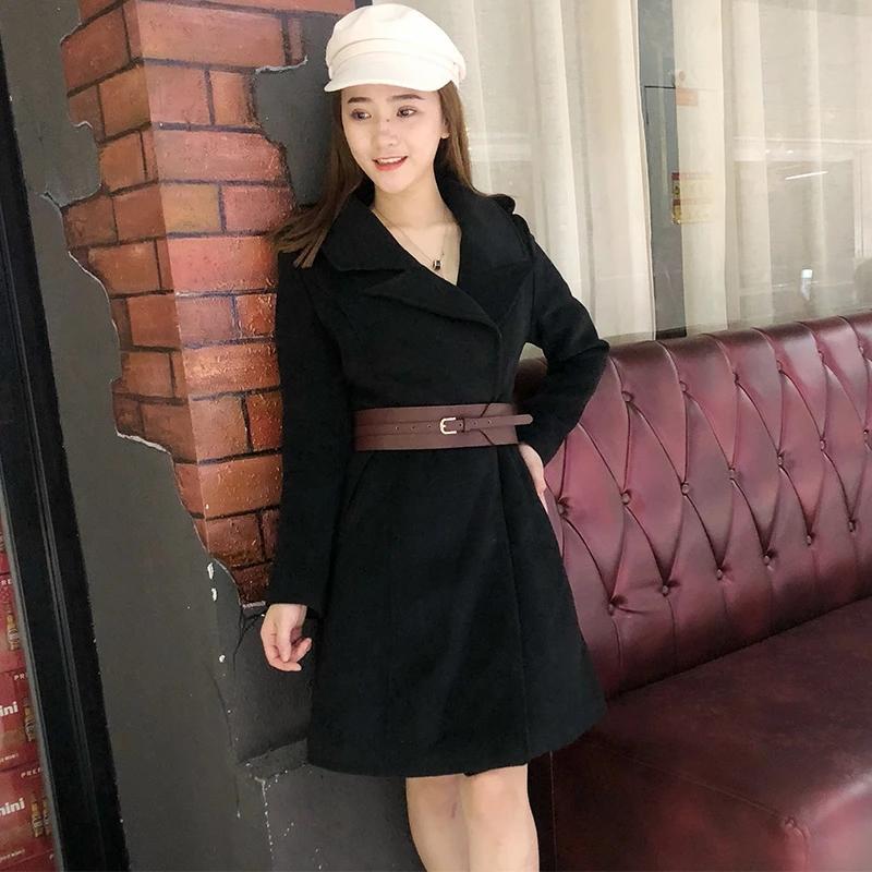 Women's Girdle with Skirt Wide Belt Coat Waist Dress Belt Ladies Waistband Buckle Black Belt
