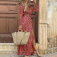 Women's Summer Casual Boho Dress Floral Print Ruffle Puff Sleeve High Waist Midi Beach Dresses