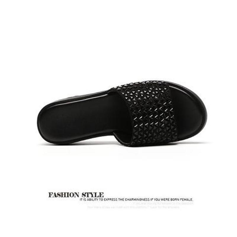 Wedge Heel Sandals and Slippers Ladies Outer Wear Muffin Platform High Heels Black Sequins Comfortable Thick Bottom Fish Mouth Slippers