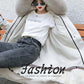Winter Fashion Trend Real Fox Rex Rabbit Fur Liner Removable Mid-length Fur Coat Jacket