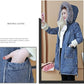 Womens Long Thick Fur Collar Hooded Down Jacket loose Winter Warm Jeans Coat Women Parkas ladies