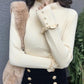 Slim Pullover Sweater Women Beaded Long-sleeved Knitted Half Turtleneck Bottoming Shirt