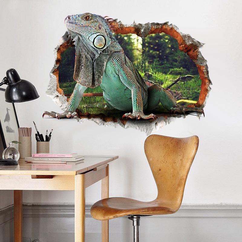 Animal World Lizard 3D Three-dimensional Waterproof Wall Sticker Removable PVC Room Wall Sticker