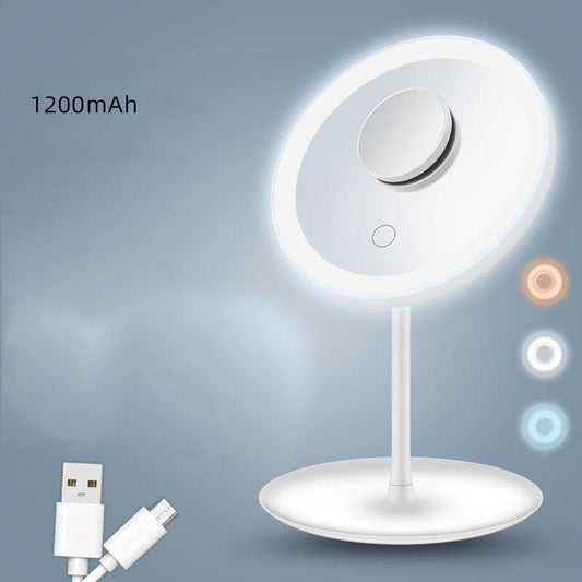 5 Times Magnifying Glass 3 Levels Ligthing LED Makeup Mirror Portable Travel Desktop Mirror Adjustable Touch Screen USB Charging