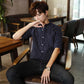 Spring and Summer Men's Mid-sleeve Striped Shirt Young Men's Summer Half-sleeve Casual Shirt