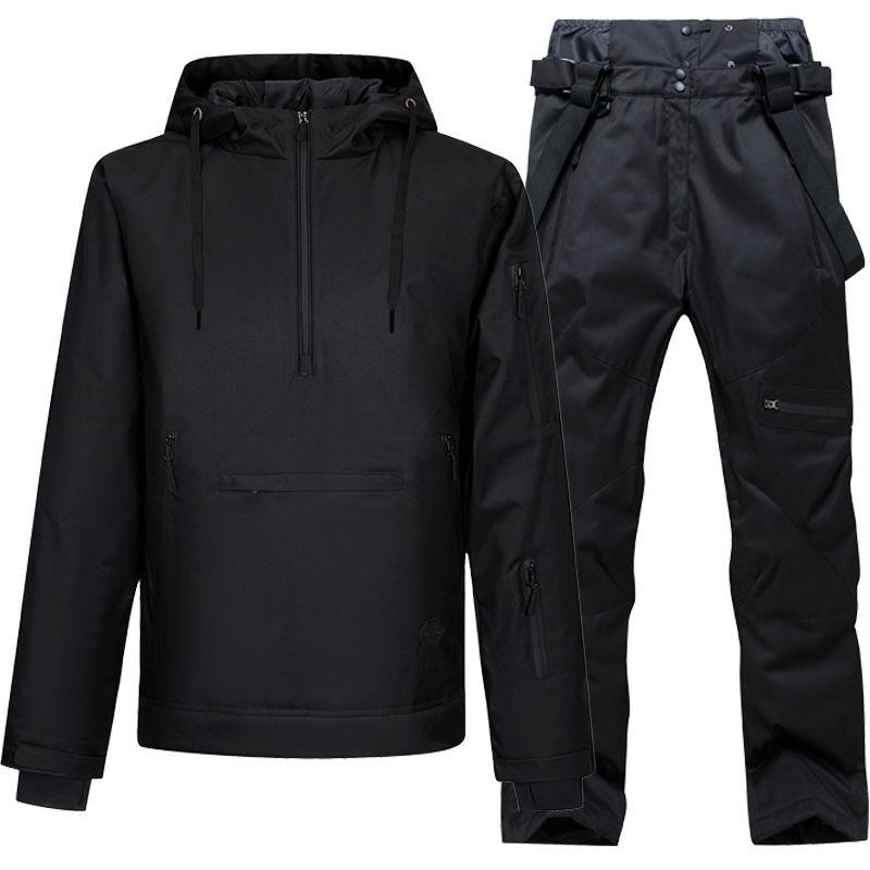 Winter Windproof and Waterproof Ski Suit Suit Unisex Veneer Waterproof and Cotton Wear-resistant Couple Ski Hoodie Suit