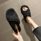 Autumn and Winter Plush Slippers Ladies Fashion All-match Flat Shoes Trend Casual