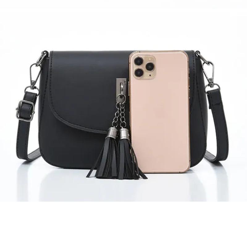 Women's Small Bag Messenger Bag Tassel Shoulder Bag Soft Leather Small Square Bag Handbag Purse