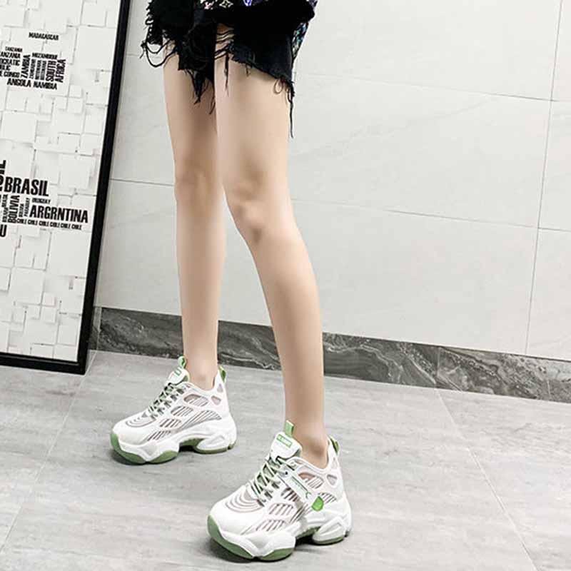 Plus Size 35-40 Summer Women Ins Mesh Sneakers Breathable Running Basketball Shoes Shockproof Non-slip Heighten Shoes