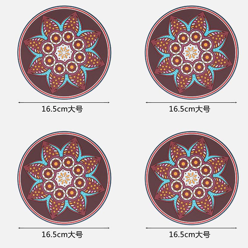 1/2/4pcs Mandala Pattern Creative Silicone Coaster Household Anti-scalding Mat Coffee Drink Coaster