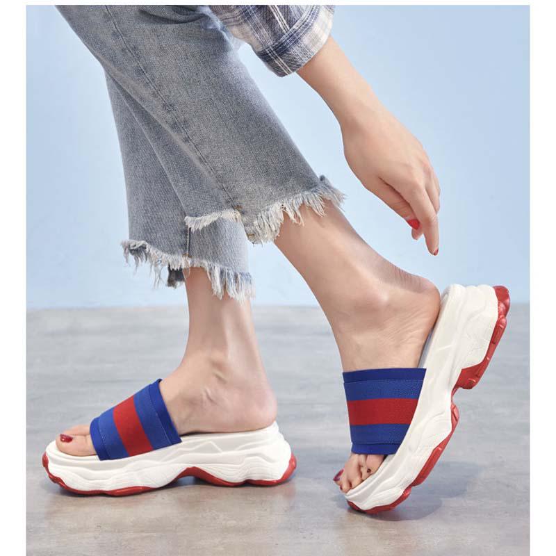 Thick bottom sandals summer infrared wear wild sports ins tide fashion sponge cake slippers women