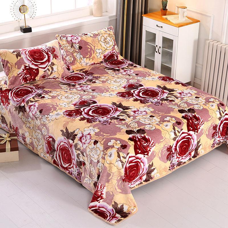 Winter Thick High-quality Double-sided Fleece Bed Sheet Flannel Blanket Coral Fleece Blanket Machine Washable
