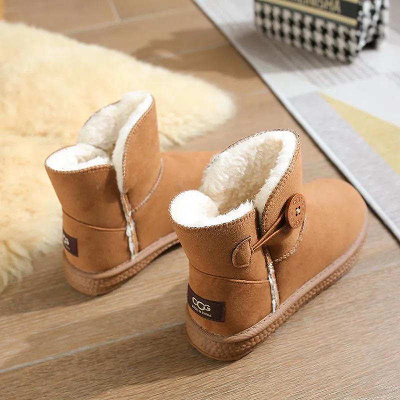 Women's Winter Plus Velvet Padded Snow Boots Button Cotton Shoes Warm Snow Cotton Short Boots