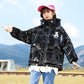 Girls' Winter Warm Down Jacket Glossy Disposable Cotton Clothes Short Padded Windproof Hooded Jacket