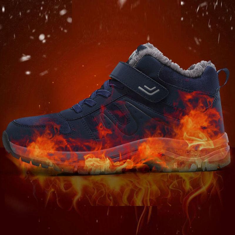 Walking Shoes Winter Cotton Shoes Plus Velvet Warm Leather Surface Waterproof and Ski-proof High-top Snow Boots Male