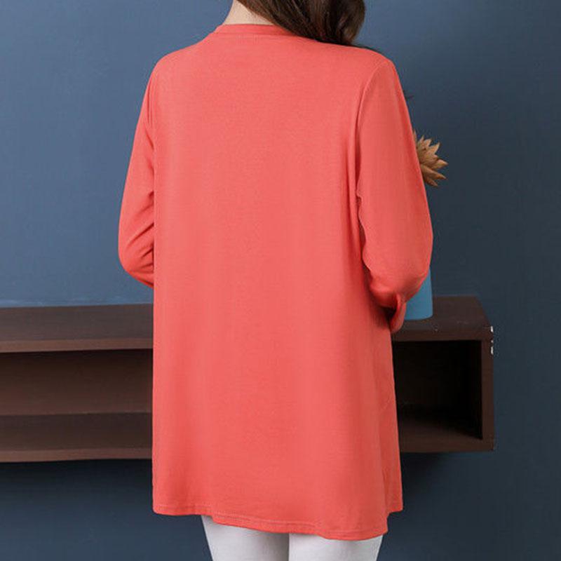 Spring Fall Long Sleeve Splicing T-Shirts Women Clothing Fashion Casual Plus Size Loose Tee Shirt Femme Tops Pullovers