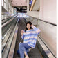 Japanese Color Sweater Women Loose Casual Pullover Rainbow Stripe Schoolgirl Knit Sweater