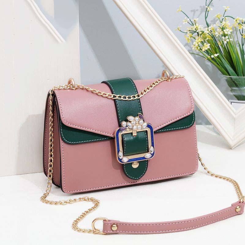 Women Crystal Belt Buckle Messenger Bag Fashion Shoulder Bag Ladies Handbag Crossbody Bag for Women