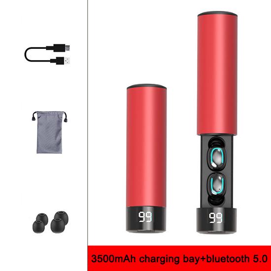HIFI Slider Headphone Bluetooth Earphones Mini LED Display 3500mah Power Bank Sport Wireless Headset