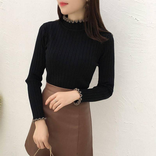 Slim-fit Versatile Sweater Turtleneck Sweater Long-sleeved Knit Sweater Autumn and Winter Women