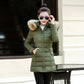 Down Jacket Winter Ladies Fashion Korean Big Fur Collar Thick Warm Hooded Mid-length Plus Size Cotton Jacket