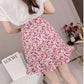 Summer Casual Bohe High Waist Skirts Women Faldas Mujer Moda Ruffled Floral Print Beach Short Skirt