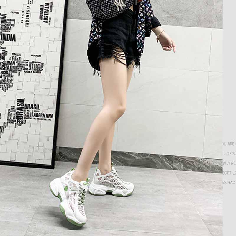 Plus Size 35-40 Summer Women Ins Mesh Sneakers Breathable Running Basketball Shoes Shockproof Non-slip Heighten Shoes