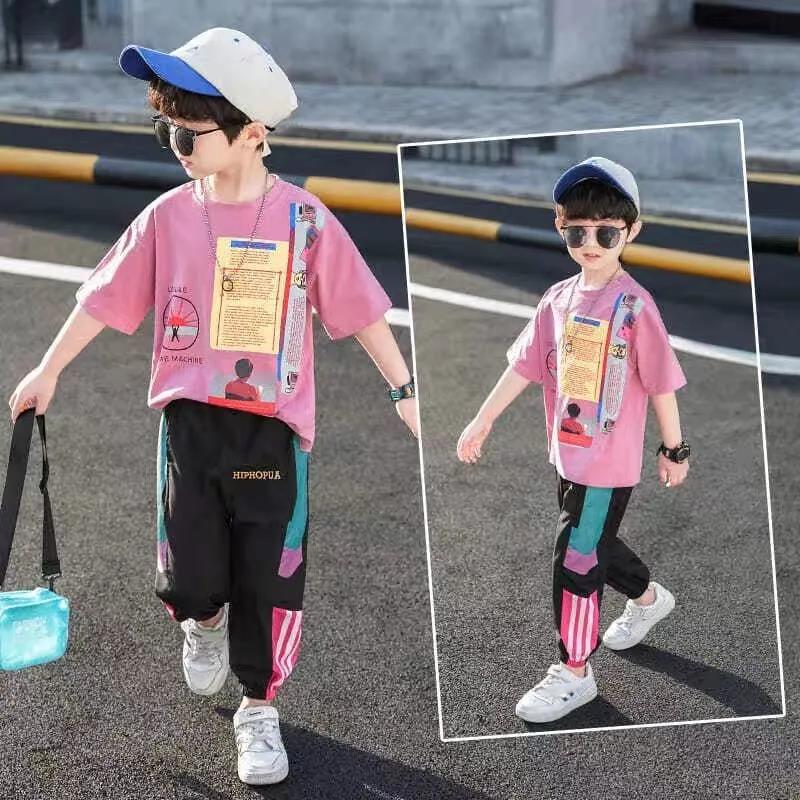 Two-piece suits Boys' Summer Clothes Short-sleeved Children's Wear Little Summer Big Children's Primary School Sports Suit