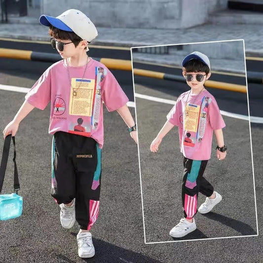 Two-piece suits Boys' Summer Clothes Short-sleeved Children's Wear Little Summer Big Children's Primary School Sports Suit