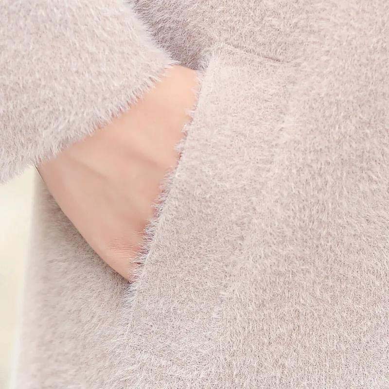 Imitation Mink Velvet Coat Female Middle-aged Mother Autumn and Winter Noble and Thick Mid-length Coat