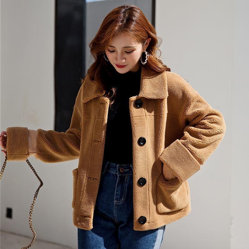 Women's Granular Fur Imitation Coat Thickened Small Grain Fur Integrated Loose Short Winter Coat