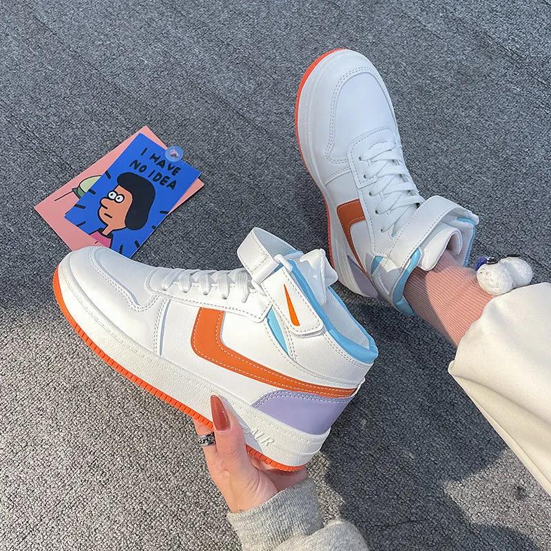 Women's High-top Sneakers, Sneakers, Leather Waterproof, Leisure, All-match Student High-top Sneakers