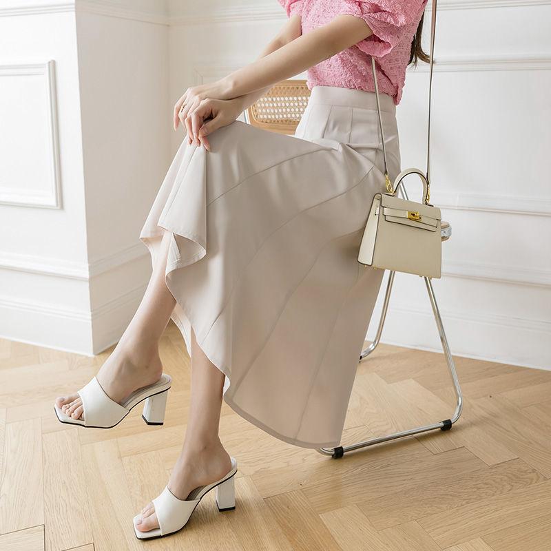 Women Chiffon Skirt Mid-length A-line Skirt Plus Size Fairy Skirt Summer Ruffled Elastic Waist Sandy Beach Vacation Daily