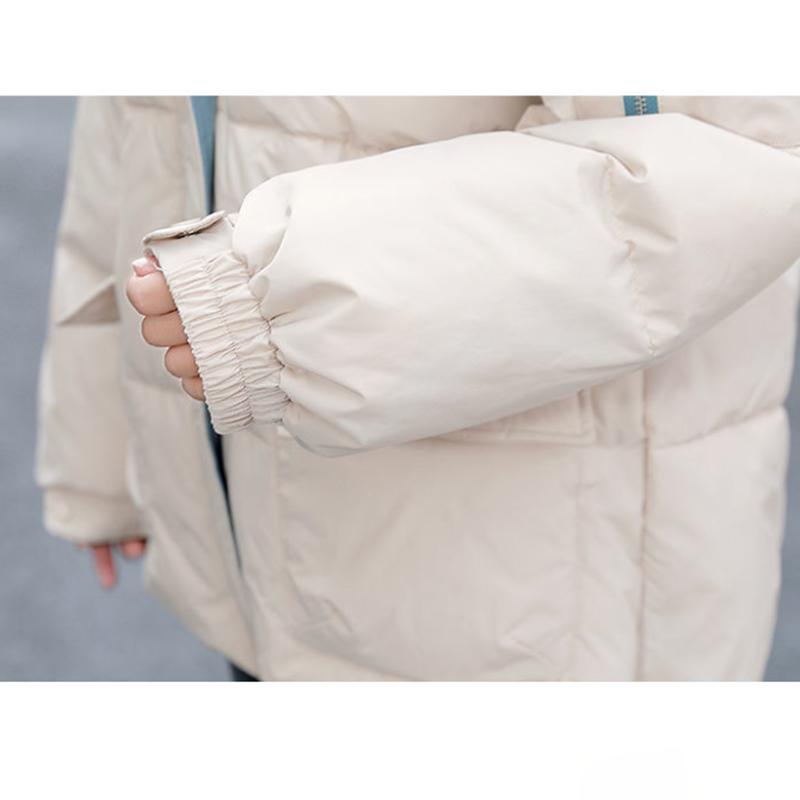 Women's Solid Color Down Jacket Regular Korean Loose Thick Coat Warm Cotton Coat Big Fur Collar Winter Clothes Quilted Coat