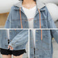 Denim Jacket Female Spring and Autumn Style Korean Loose and Versatile Student Hooded Casual Baseball Uniform