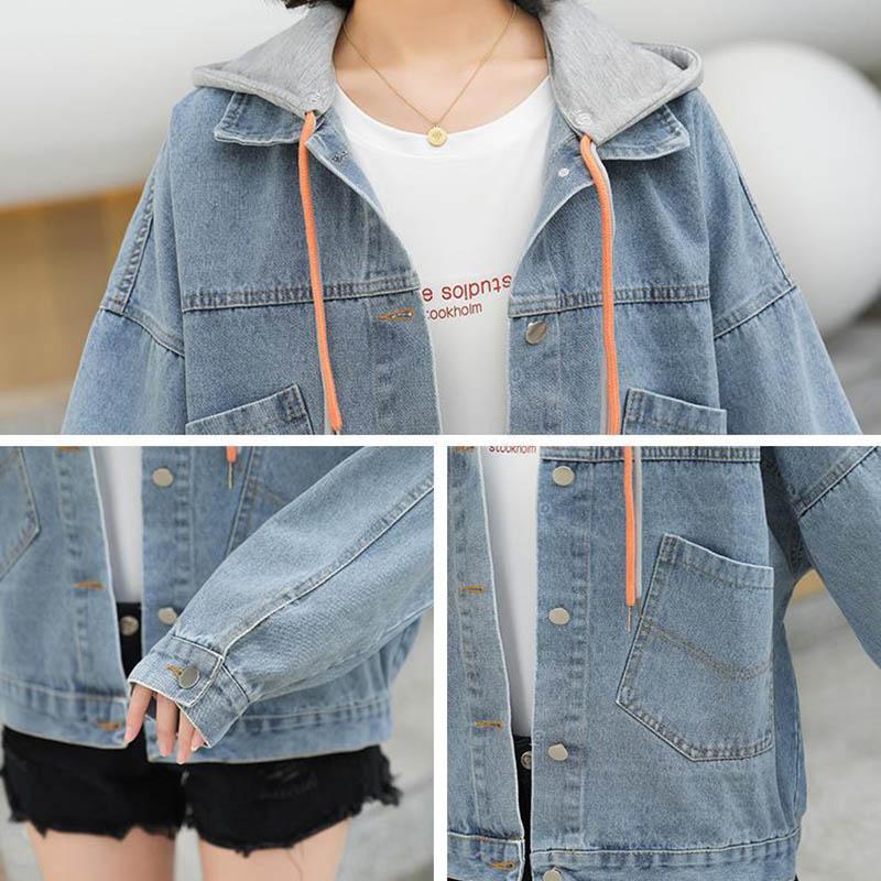 Denim Jacket Female Spring and Autumn Style Korean Loose and Versatile Student Hooded Casual Baseball Uniform