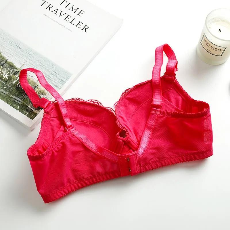 Ladies Sexy Lace Spotted Upper Thin Thicker Lower Thick Adjustable Pull-up Bra Comfortable Brassiere Gathered Bra Women's Bow Printed Underwear