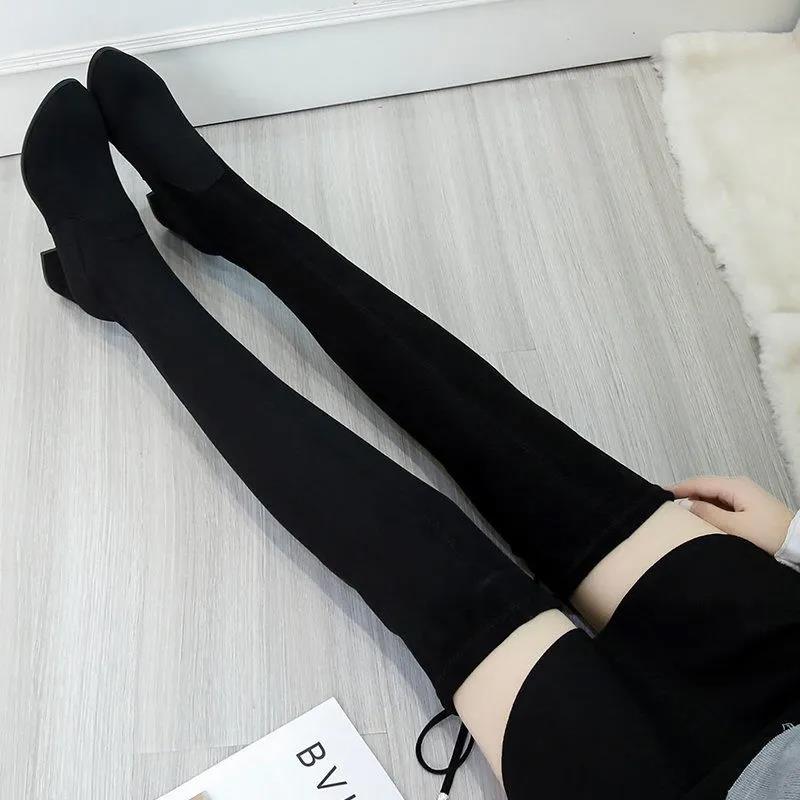 Women's Mid-heel High Boots Spring and Autumn Over The Knee Boots Thick Heel Women's Boots Winter Stretch Boots