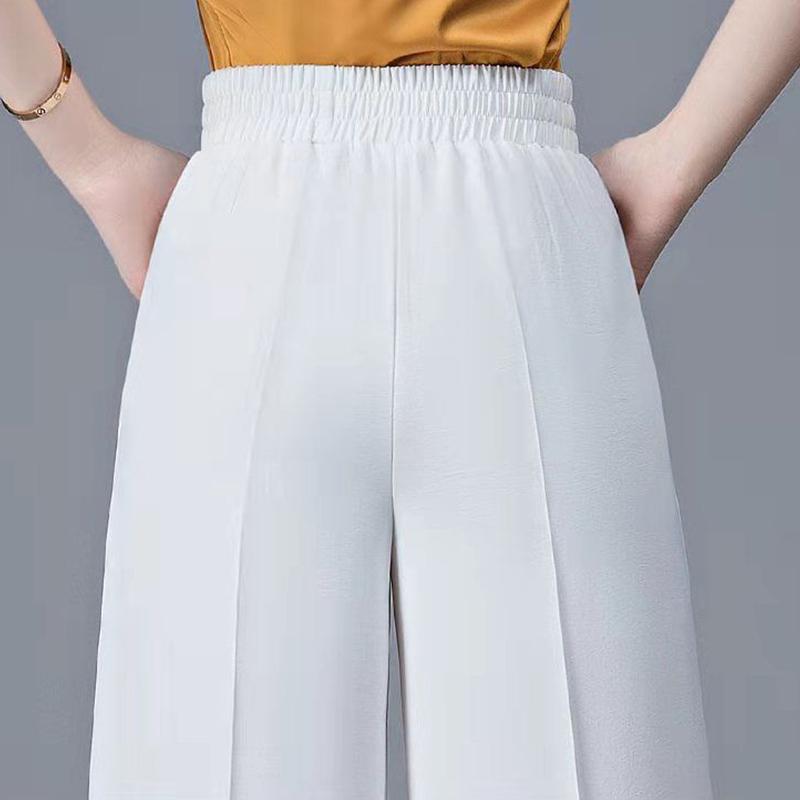 Ice Silk Wide-leg Pants Ladies Summer Thin Pants Casual Women's Pants High Waist Loose Straight Nine-point Pants Women