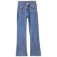 Flared Jeans Women's High Waist Slim Fit Spring Split Up Ninth Denim Pants Retro All Match Comfortable Breathable Jeans