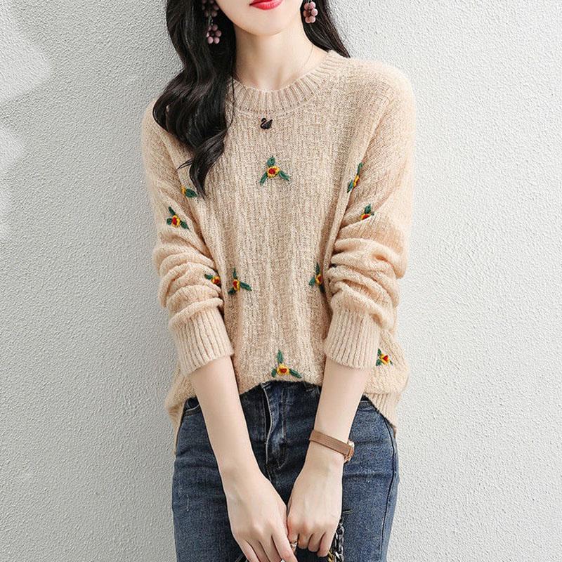 Sweater Women's Ladies Style Pullover Knitwear Korean Loose Solid Color Top Trending Fluffy Sweater Autumn and Winter