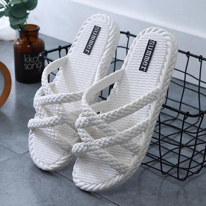 Women's Summer Slippers Soft Bottom Indoor Mute Non-slip Household Bathroom Slippers Large Size Deodorant Couple Slippers